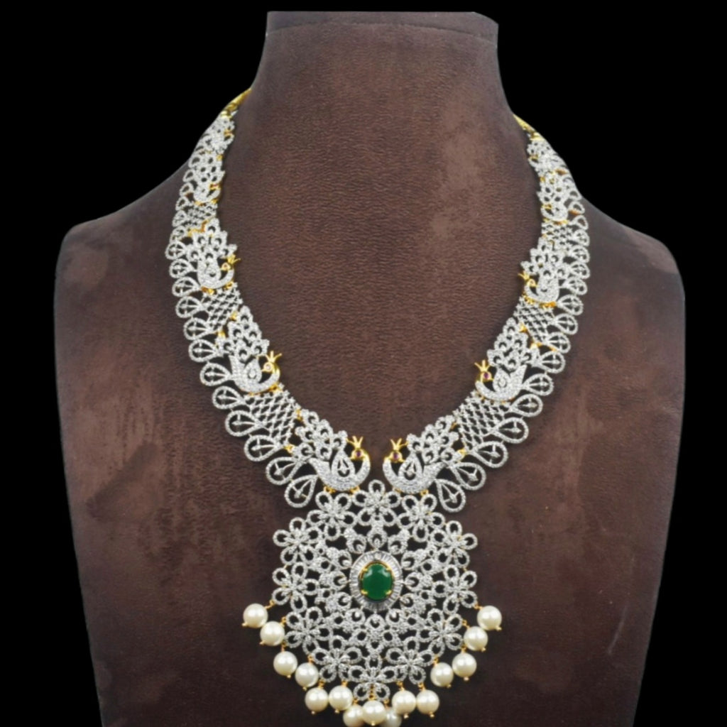 Dazzling American Diamonds Necklace Set - 24K Gold Premium Bridal Jewelry