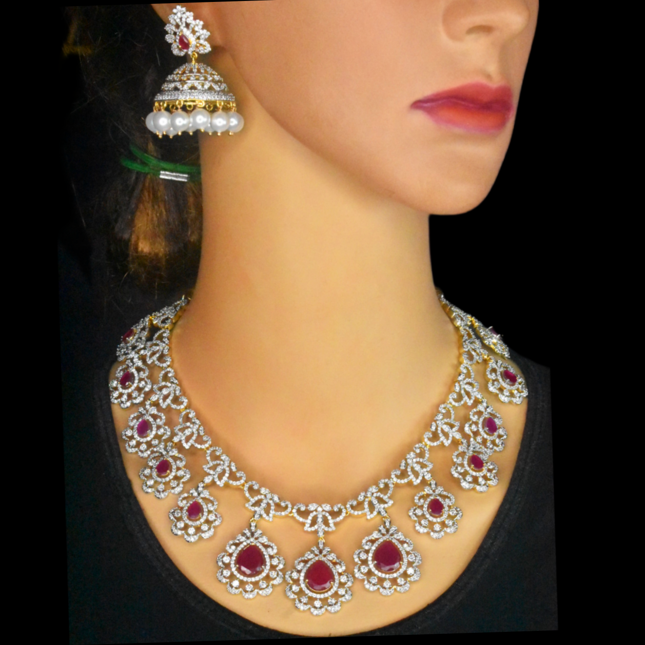 Bridal Emerald Necklace With matching Earrings By Asp Fashion Jewellery
