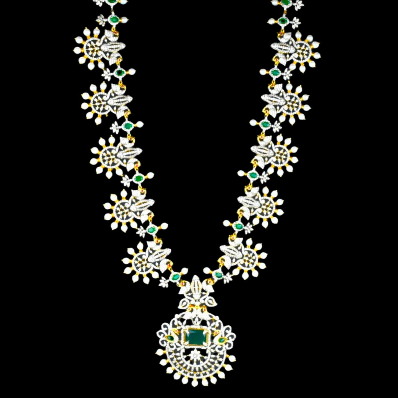 American Diamond Necklace - Premium CZ Choker Set with Earrings