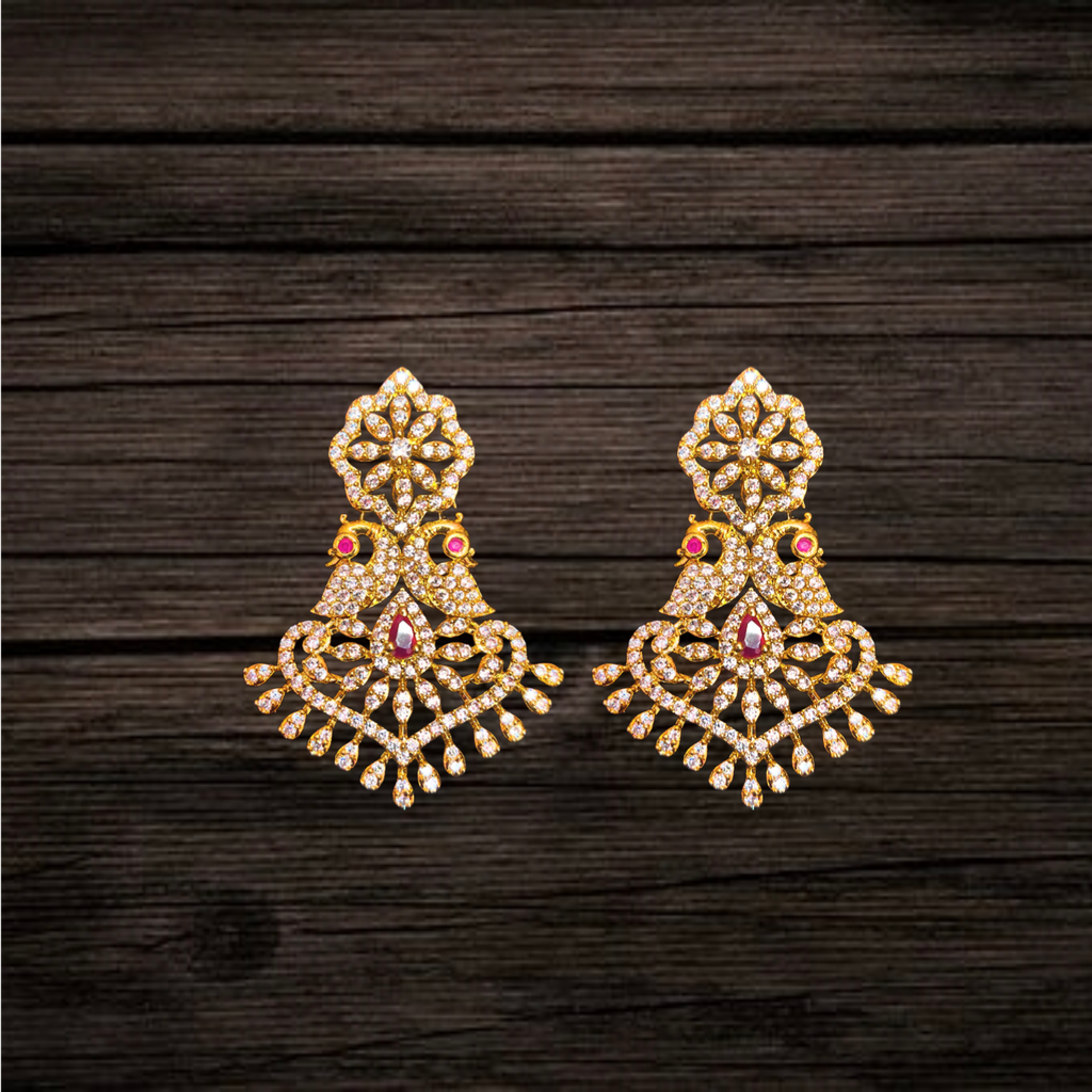 Exotic Grand American Diamond & Ruby Haram - Luxury Bridal Necklace Set