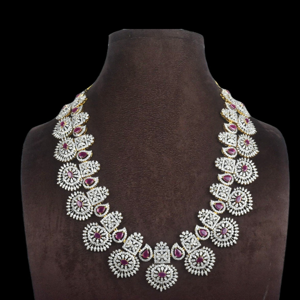 Bhaumi American Diamonds Long Haram - 24K Gold Traditional Bridal Necklace