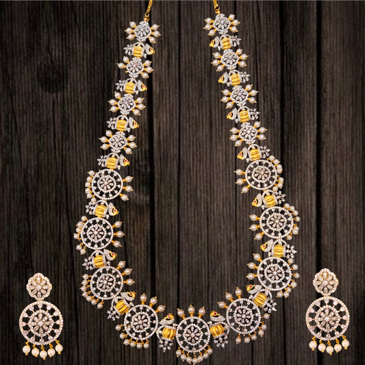 The Exquisite Royal American Diamond Peacock Long Haram by ASp Fashion Jewellery"