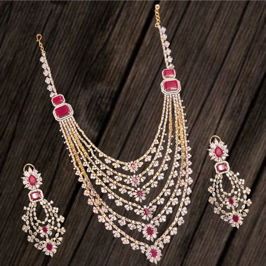 Bridal American Diamond Satlada Necklace By Asp Fashion Jewellery