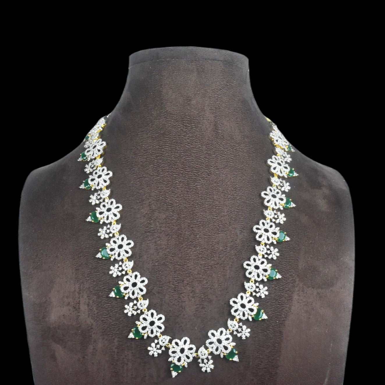 Unveiling the Exquisite American Diamond & Emerald Necklace by Asp Fashion Jewellery