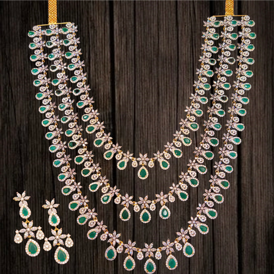 Dazzle in Triple Layers of American Diamonds with ASP Fashion Jewellery's Exquisite Necklace Set