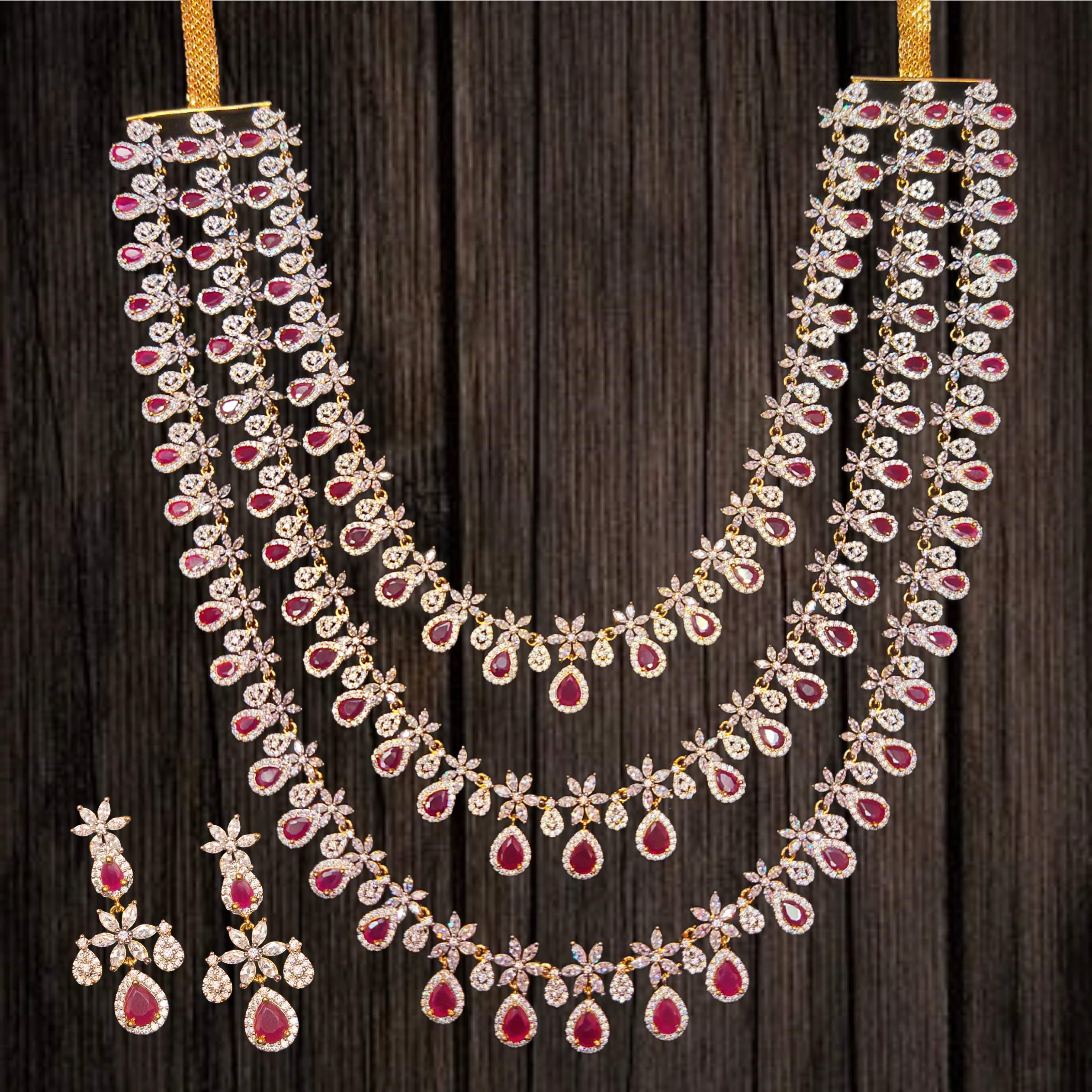 Dazzle in Triple Layers of American Diamonds with ASP Fashion Jewellery's Exquisite Necklace Set