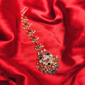 Exquisite Jadau Kundan Maang Tikka with Emerald Beads - Luxurious Bridal Collection