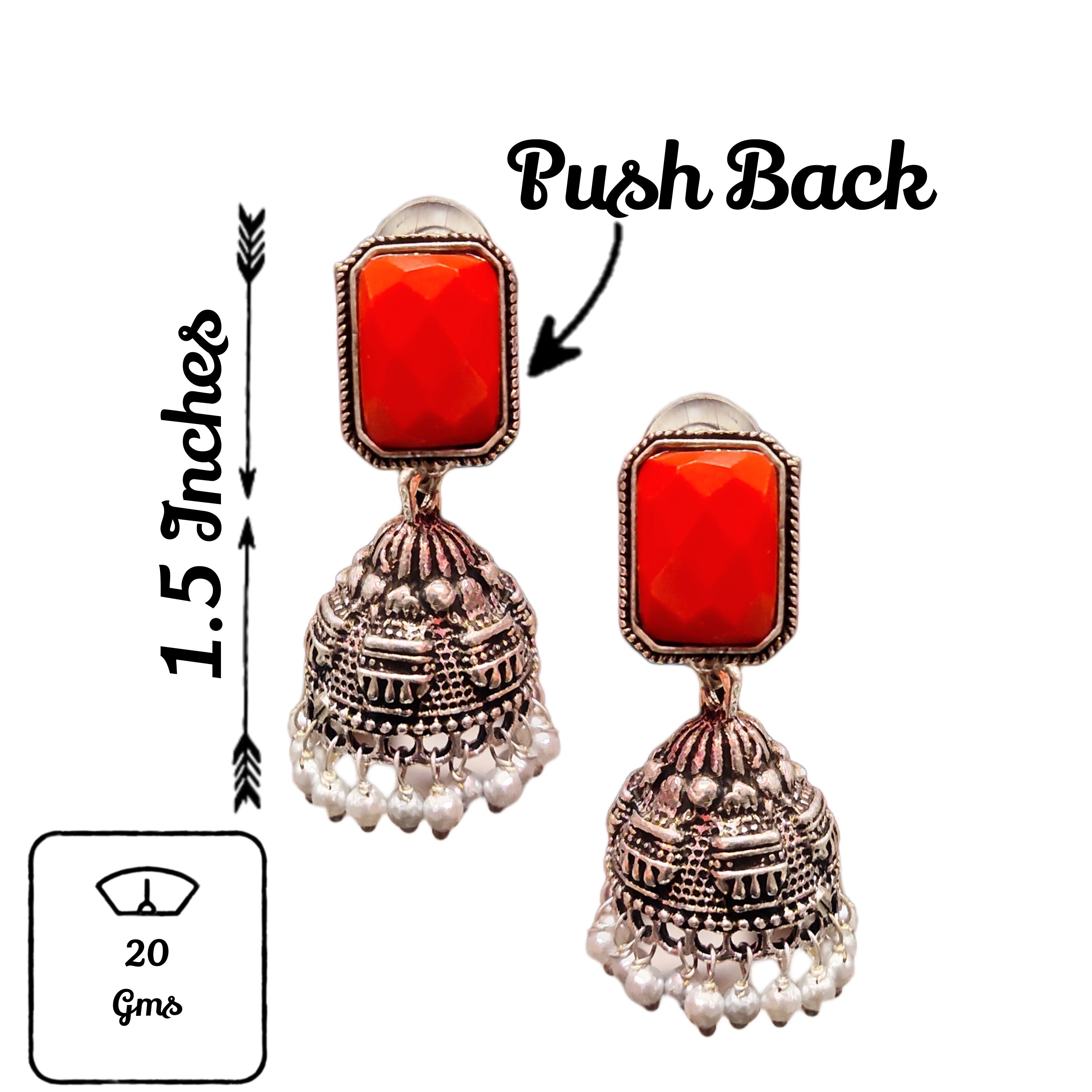 Oxidized Silver Alloy Jhumka Earrings - Elegant Traditional Design
