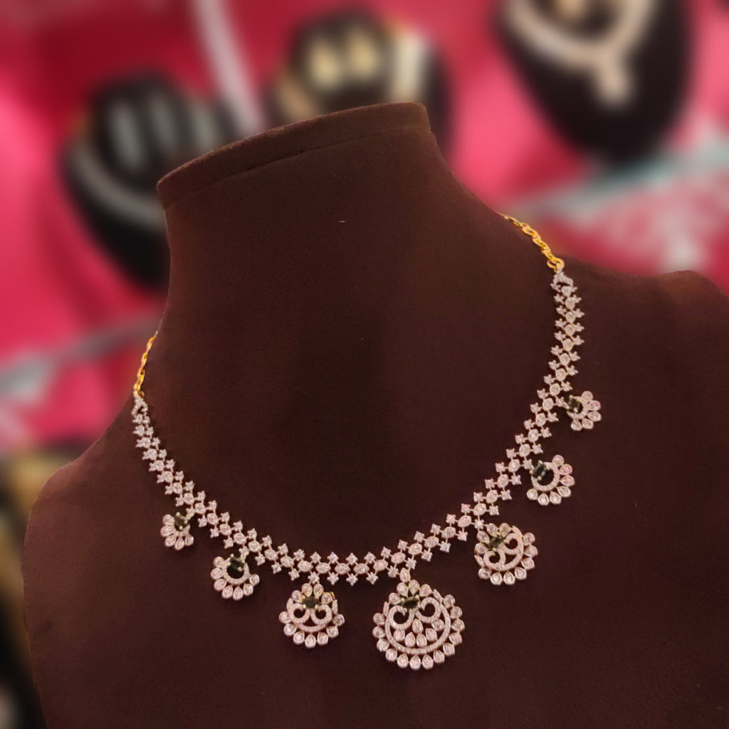 Sparkling American Diamond Necklace Set - Elegant Bridal Jewellery