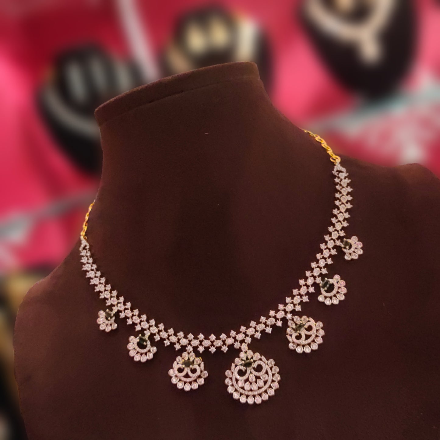 "Sparkling Elegance: Discover the Allure of Asp Fashion Jewellery's American Diamond Necklace Set 96047311"