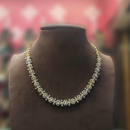 "Dazzle and Bloom: Elevate Your Floral Party Attire with Asp Fashion Jewellery's American Diamond Necklace & Earring Set!"