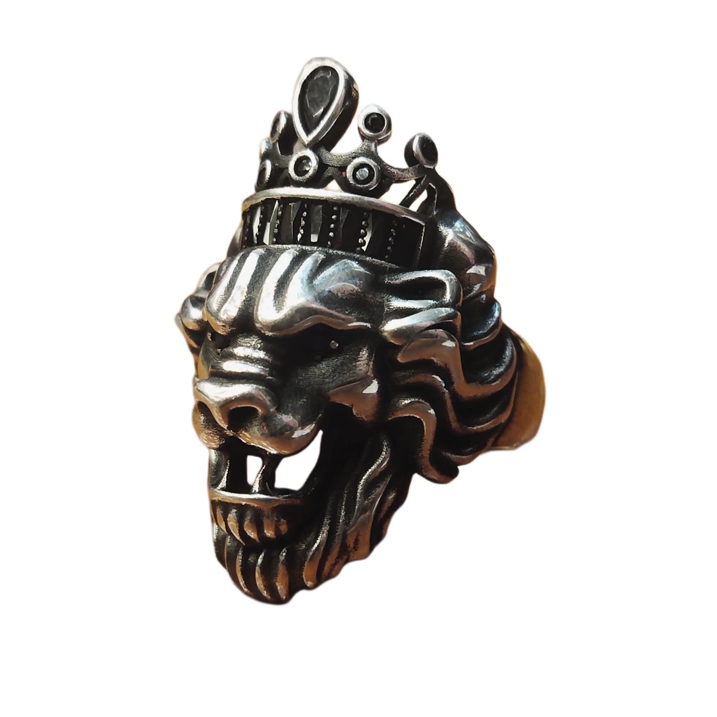 "Roaring Royalty: The Majestic Asp Silver Oxidized Sterling Silver Lion Ring Fit for Kings"