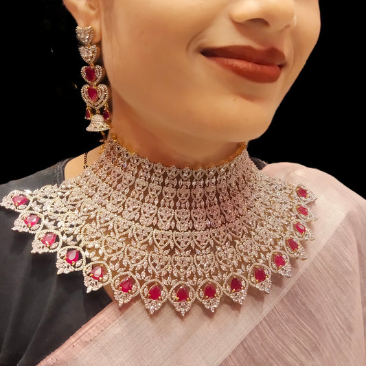 American Diamonds Bridal Choker Necklace Set By Asp Fashion Jewellery