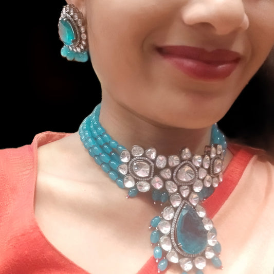 Turquoise Victorian Choker Set By Asp Fashion Jewellery