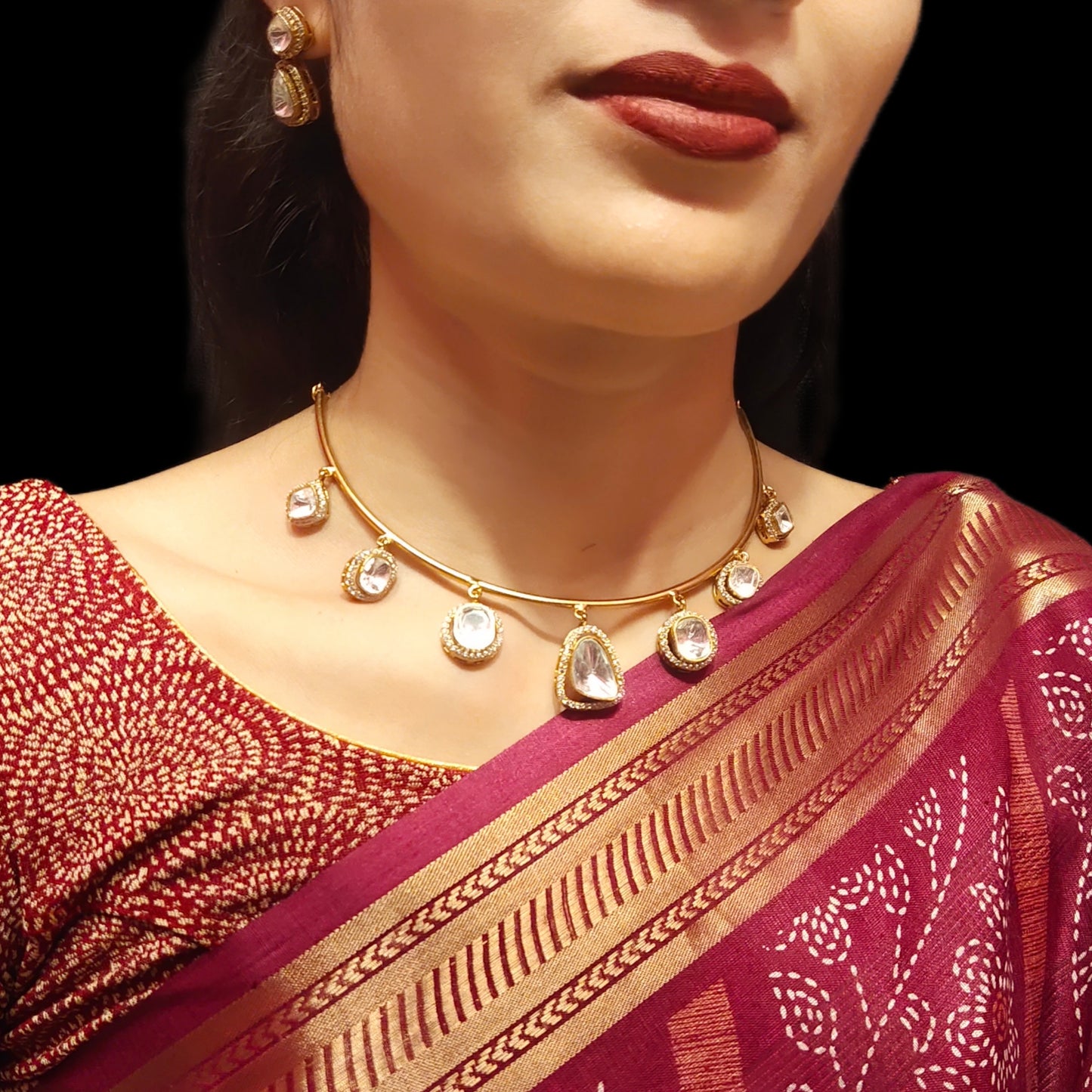 "Dazzle in Elegance: The Ultimate Asp Fashion Moissanite Kundan Kanthi Necklace"