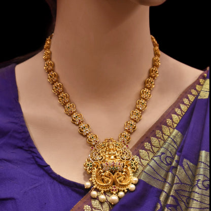 "Glow with Elegance: The Exquisite Asp Fashion Jewellery Antique Goddess Laxmi Necklace Set"
