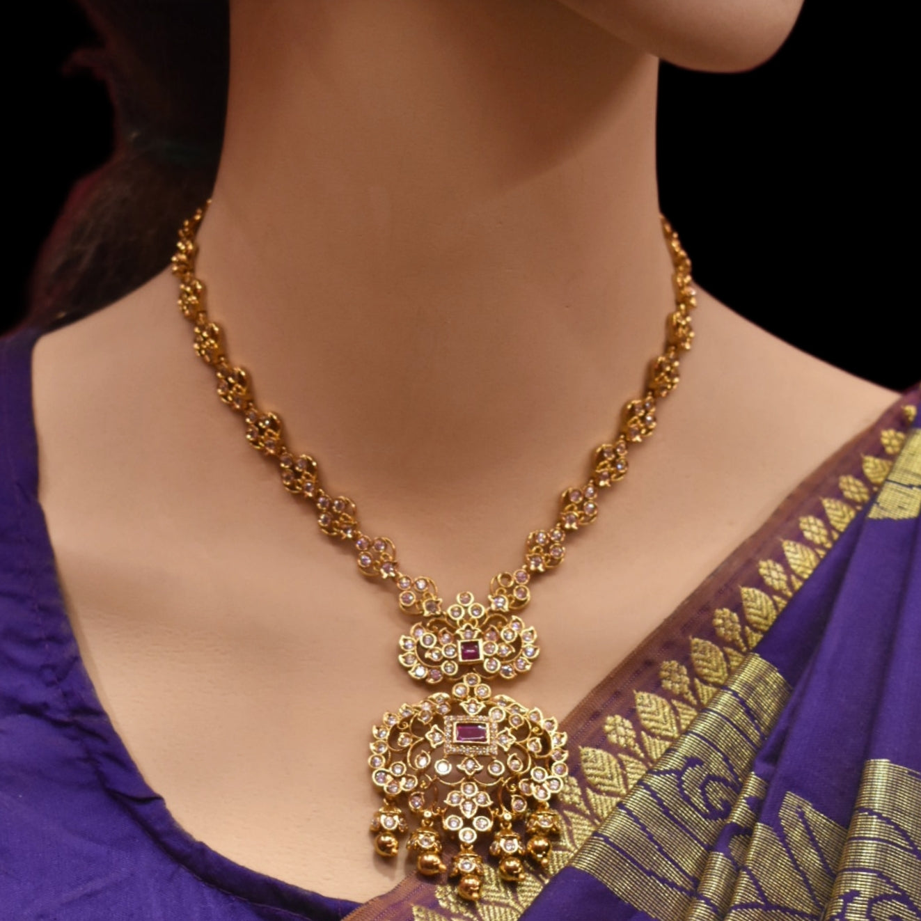 "Dazzle in Style: Elegant Antique CZ Necklace Set by Asp Fashion Jewellery"