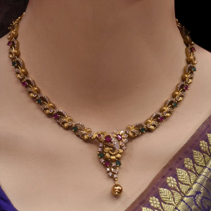 "Glowing Elegance: The Timeless Charm of Asp Fashion Jewellery's Short Antique CZ Necklace Set"