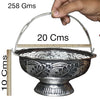 "Shine Bright: The Elegant Silver Asp Pooja Flower Basket for Your Sacred Space"