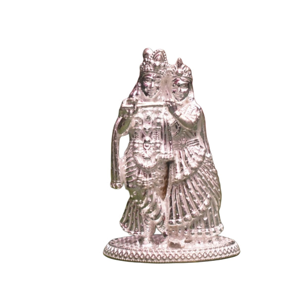 "Sacred Splendor: Handcrafted Pure Silver Radha Krishna Idol for Divine Encounters"