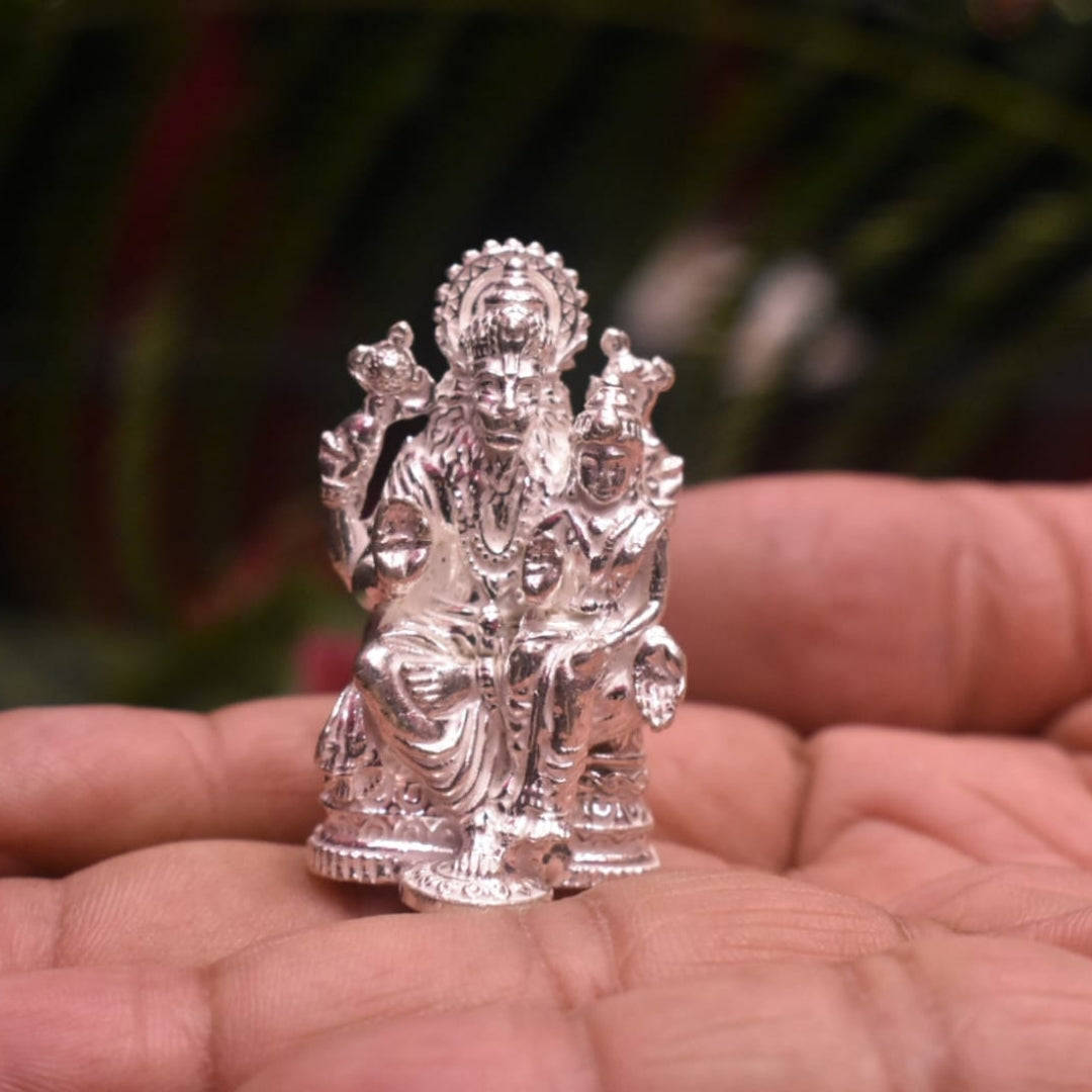 Pure Silver Lakshmi Narasimha Swami Idol - Handcrafted Deity Statue