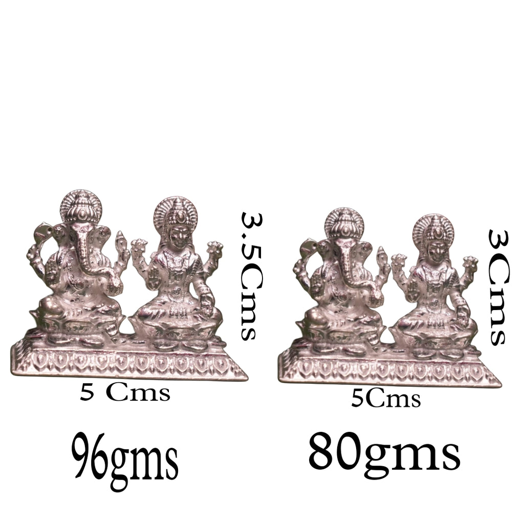Pure Silver Laxmi Ganesh Idol - Handcrafted Lakshmi Ganesha Statue