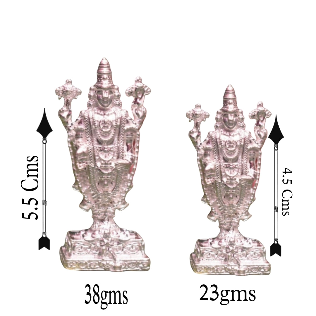 Pure Silver Venkateshwara Swami Idol - Handcrafted Tirupati Balaji Statue