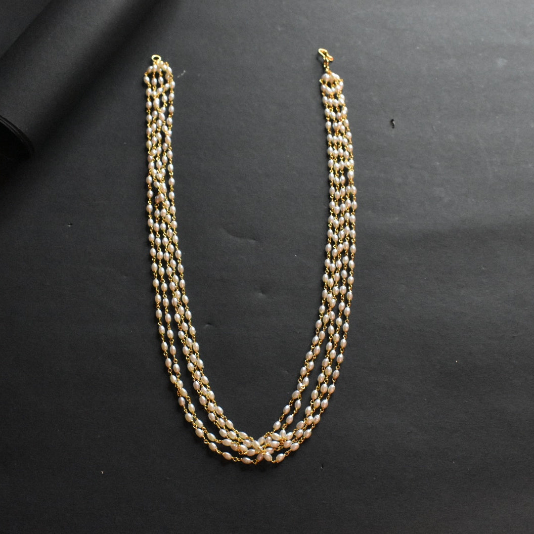 Rice Pearl Five Layer Necklace - 24K Gold Plated Jewelry