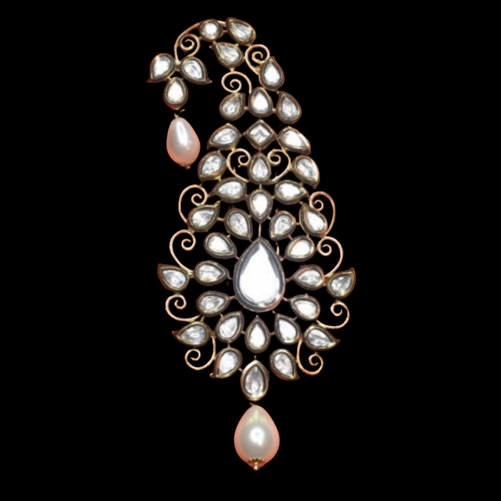 Asp Kundan Kalangi for Groom - Premium 24K Gold Plated Turban Accessory 10.5cm