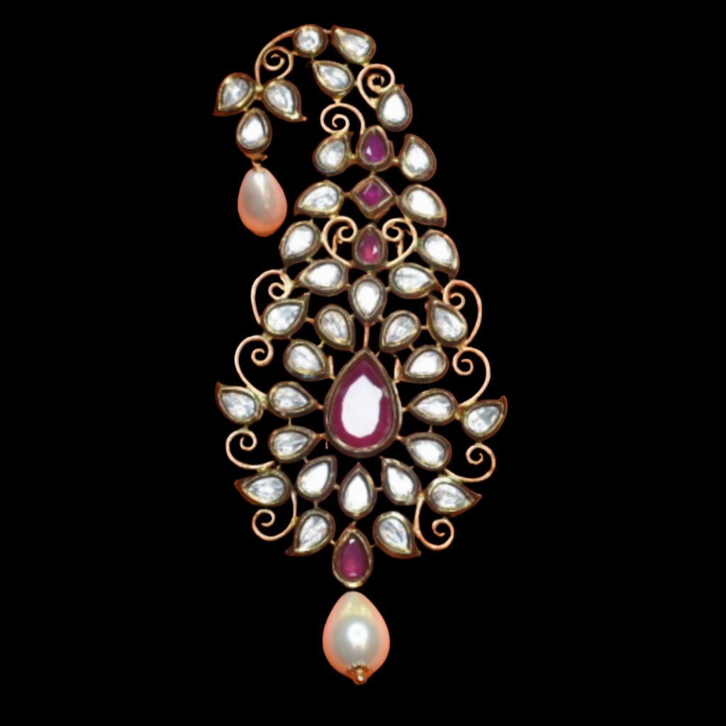 Asp Kundan Kalangi for Groom - Premium 24K Gold Plated Turban Accessory 10.5cm