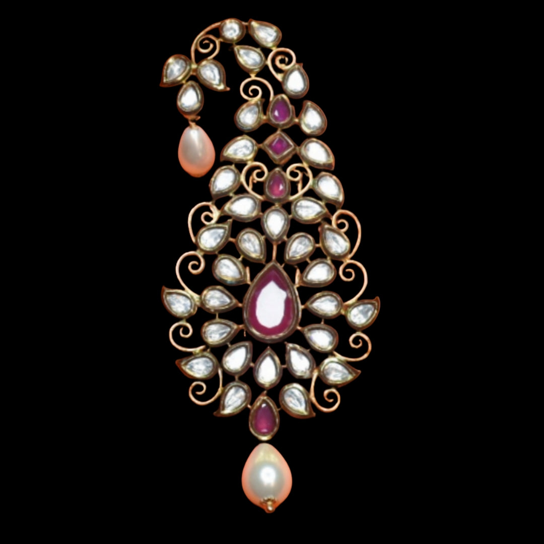 Asp Kundan Kalangi for Groom - Premium 24K Gold Plated Turban Accessory 10.5cm