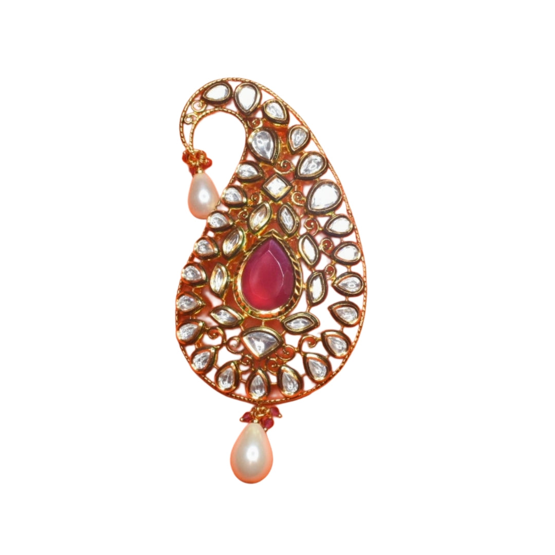 Premium Asp Rajwadi Kundan Kalangi for Groom - 24K Gold Plated Wedding Turban Accessory