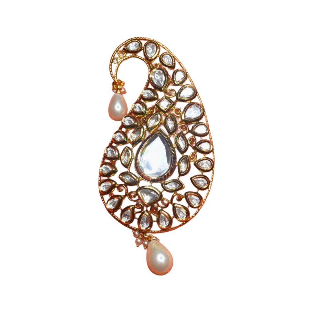 Premium Asp Rajwadi Kundan Kalangi for Groom - 24K Gold Plated Wedding Turban Accessory