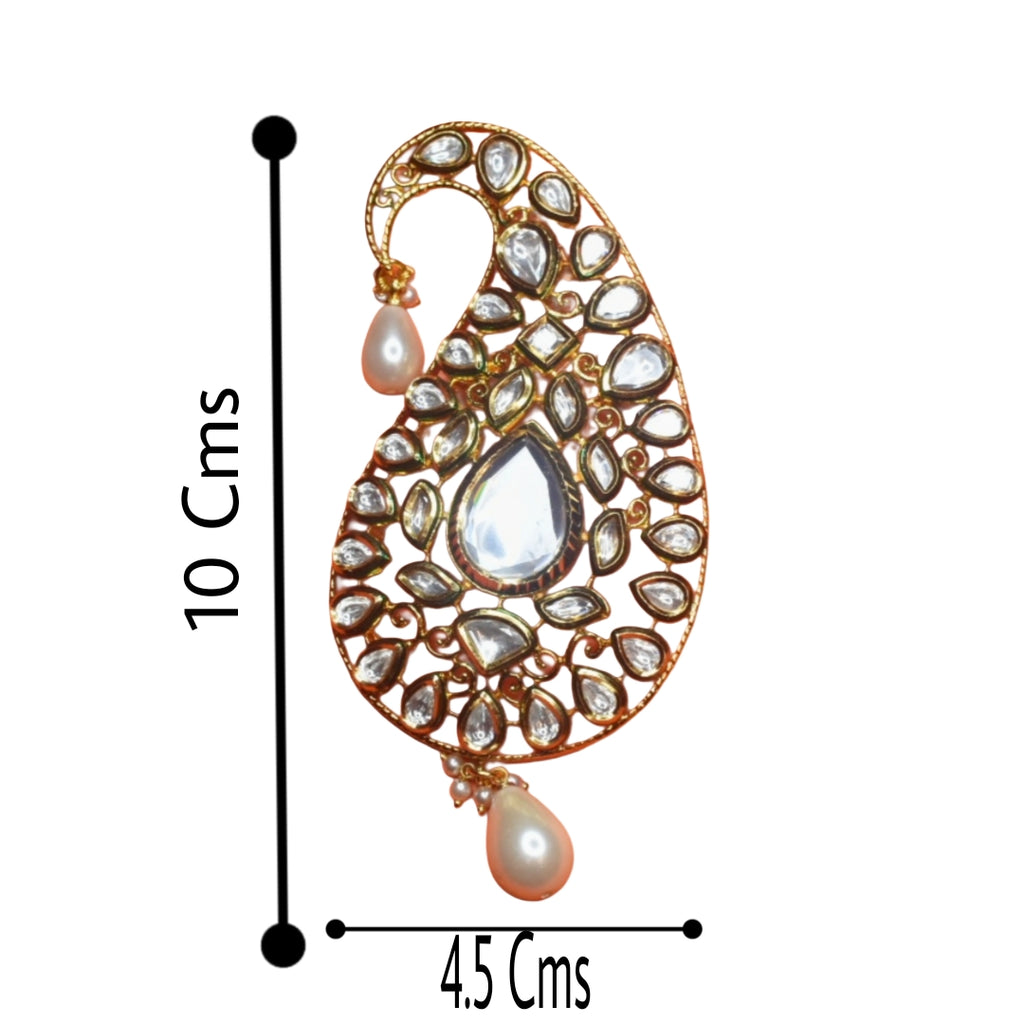 Premium Asp Rajwadi Kundan Kalangi for Groom - 24K Gold Plated Wedding Turban Accessory