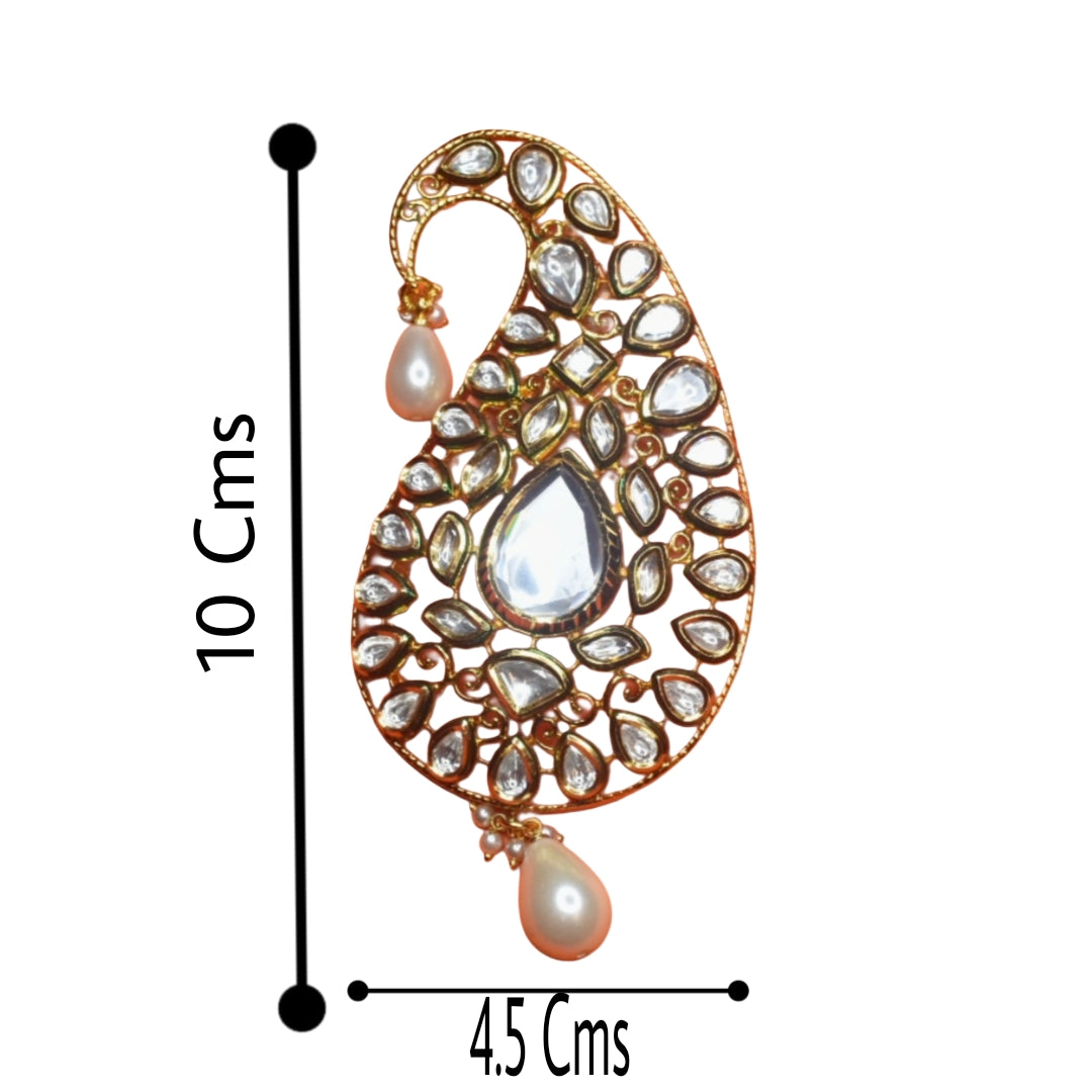 Premium Asp Rajwadi Kundan Kalangi for Groom - 24K Gold Plated Wedding Turban Accessory