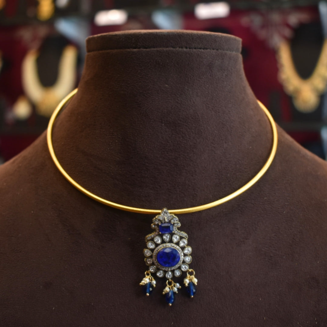 Victorian Zircon Pendant Hasli Necklace Set | Traditional Choker Jewellery