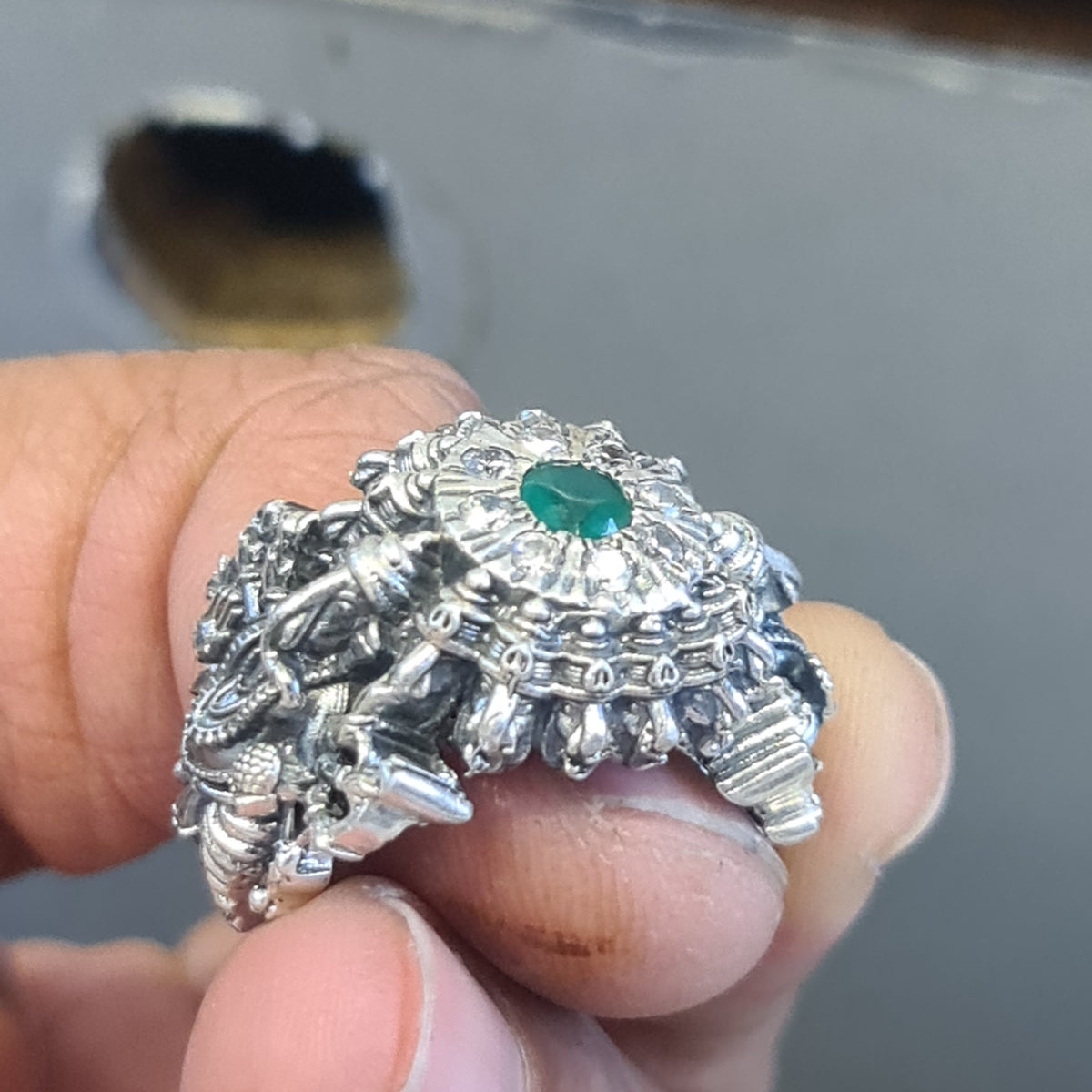 Gleaming Grace: The Stunning 92.5 Silver Ganpati Ring