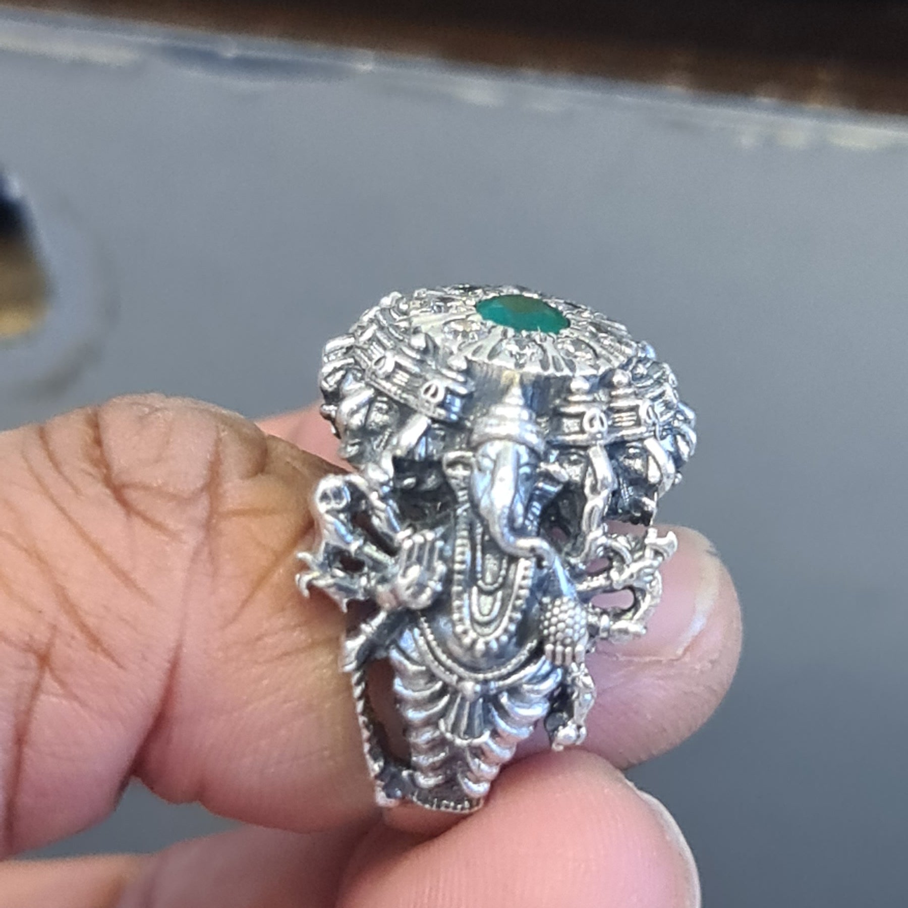 Gleaming Grace: The Stunning 92.5 Silver Ganpati Ring