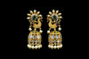 Saaket Peacock Jhumka Earrings | Gold Plated Kundan CZ with Emerald, Ruby & Pearl Drops