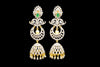 Peacock Chandbali Jhumka Earrings with American Diamonds & Pearl