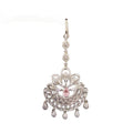 White Rhodium Plated Maang Teeka with American Diamond - Elegant Silver Bridal Jewelry