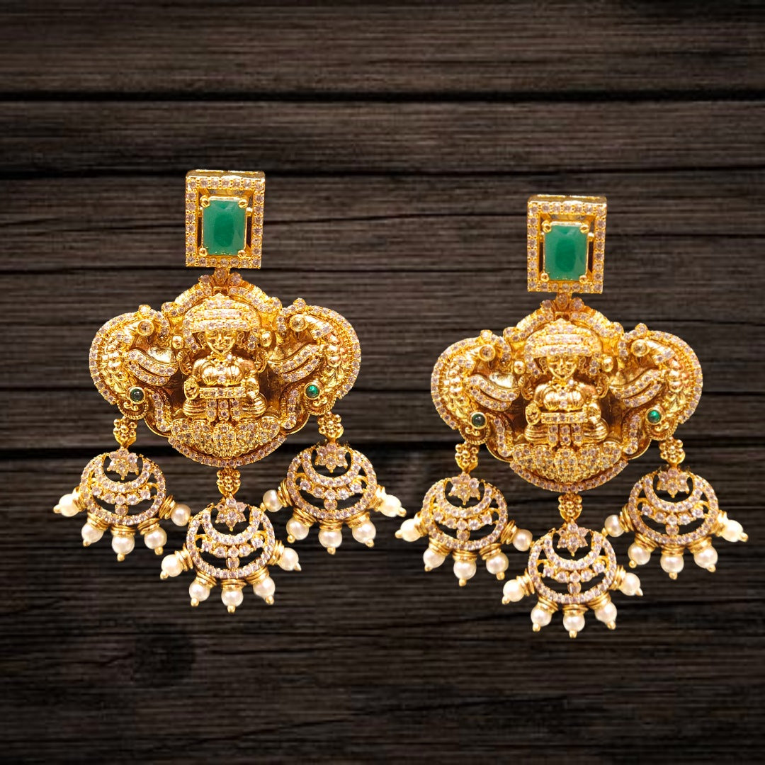 Antique Kanti Necklace with Laxmi Pendant | Flower Vine Design Jewellery Set