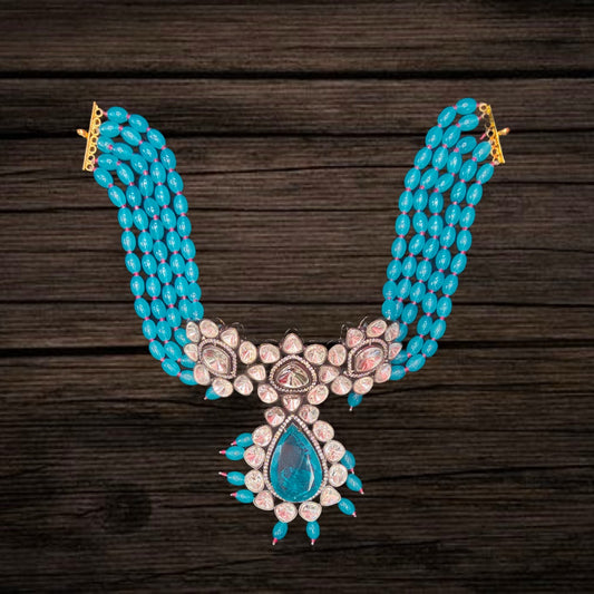 Turquoise Oxidised Silver Choker Set By Asp Fashion Jewellery   