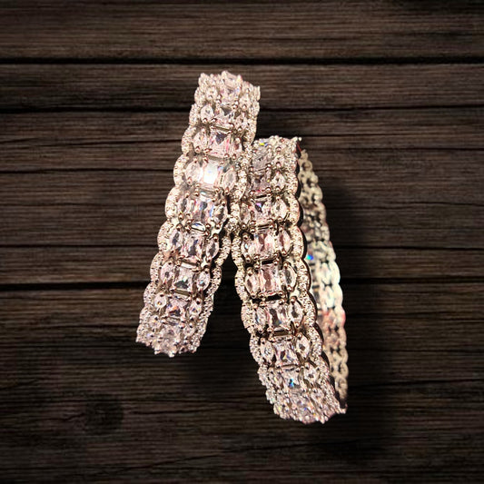 Silver Plated American Diamond Bangles Set By Asp Fashion Jewellery