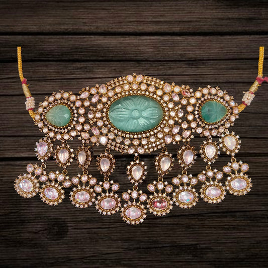 Turquoise & Kundan Victorian Choker Set By Asp Fashion Jewellery