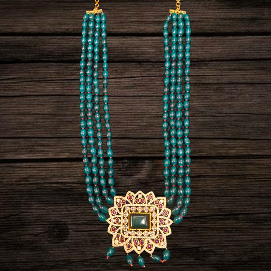 Emrald Beads Necklace With Cz _ Kemp Pendent By Asp Fashion Jewellery