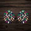 Victorian Leaf Chandelier Earrings | American Diamond | Pink, Green, White & Multicolour