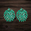 Victorian Leaf Chandelier Earrings | American Diamond | Pink, Green, White & Multicolour
