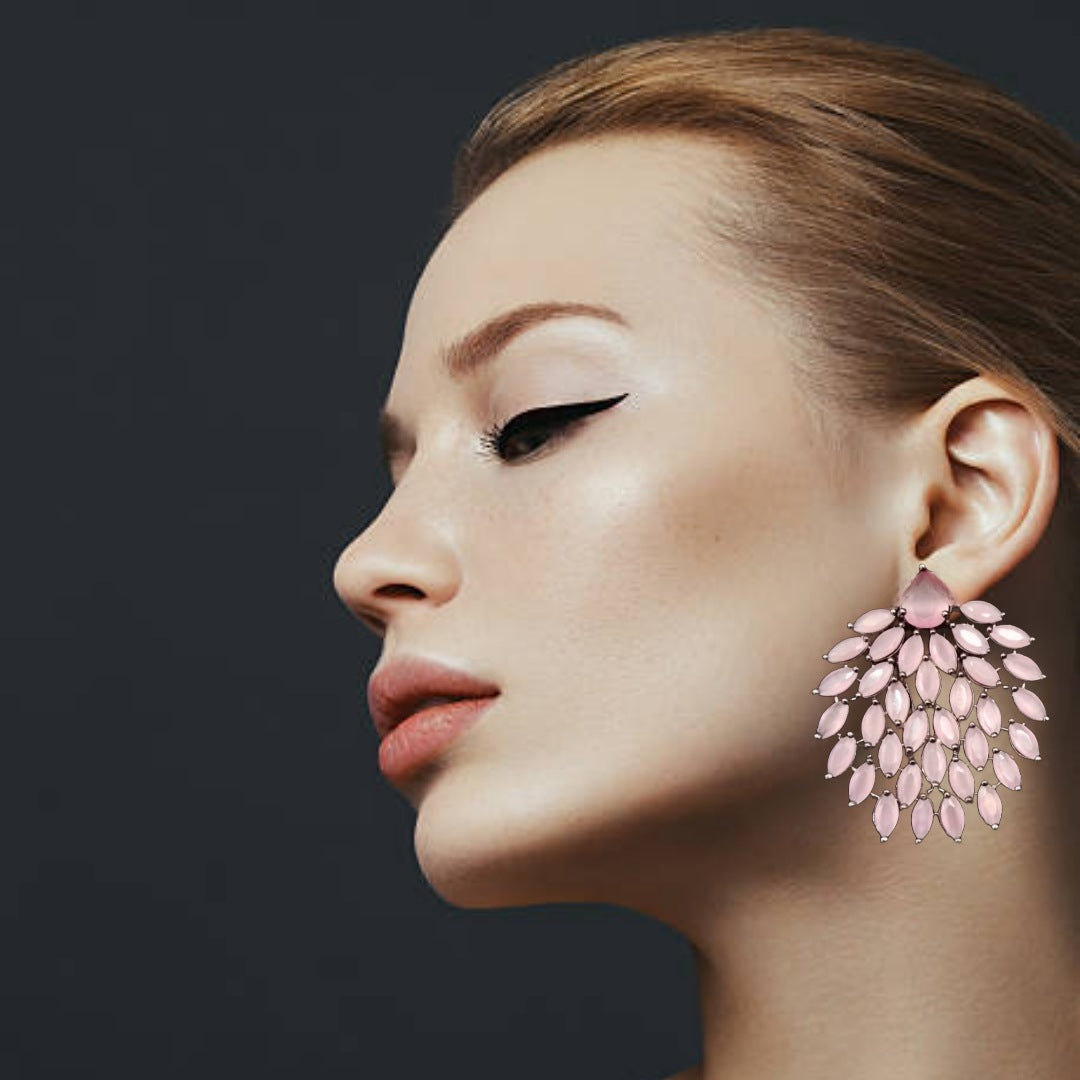 Pink Leaf Earrings By Asp Fashion Jewellery