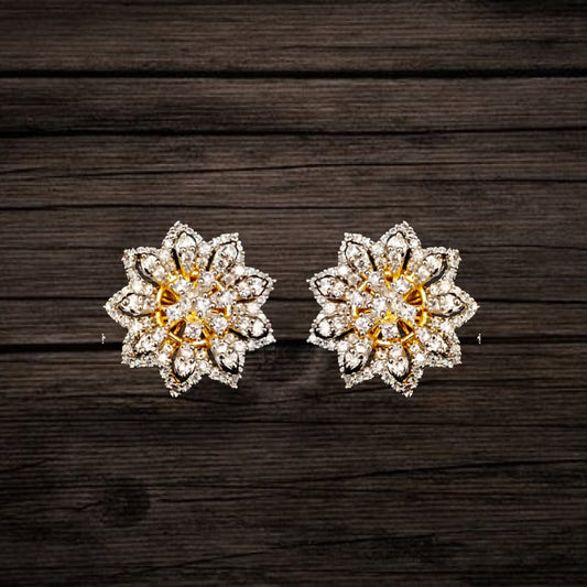 Flower Shape American Diamond Stud Earrings